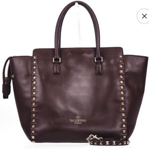 Valentino Garavani Rockstud Double Handle Tote - Soft Calfskin Leather - (Rubin)